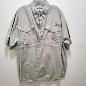 Columbia PFG FSU Shirt Men's XL Khaki Short Sleeve Button Up Pocket Vent